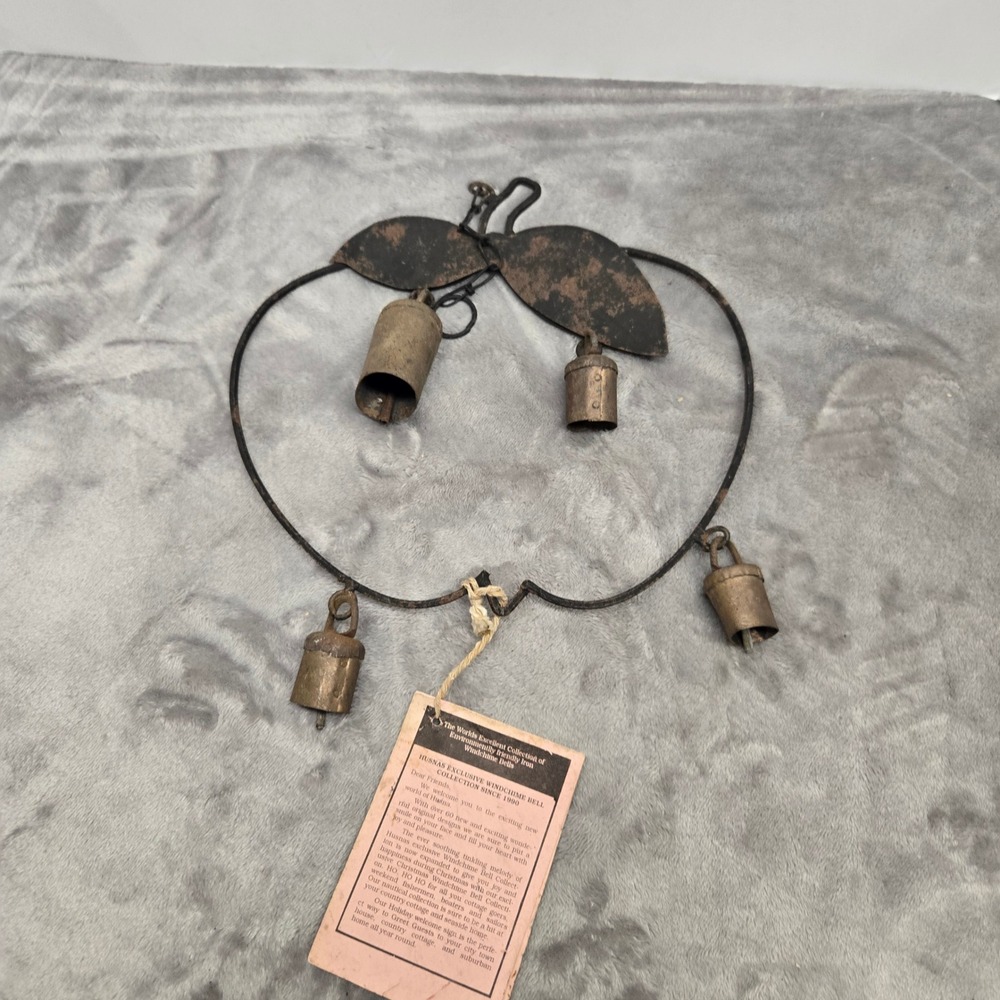 Husna Imports Handcrafted Iron Windchime Bell Apple Shape Rustic Decor India